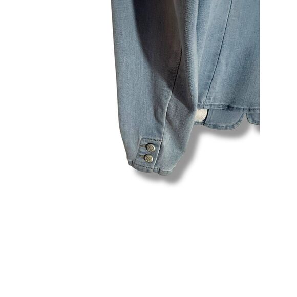 INC International Concepts Size L Denim Blazer | Light Wash Puff Shoulder - Picture 5 of 7